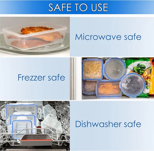 Vista 4 de Moss & Stone Air Tight 16 Piece Plastic Food Storage Containers with Lids, Safe Lunch Box Set For DIshwasher and Microwave, Leak Proof Storage