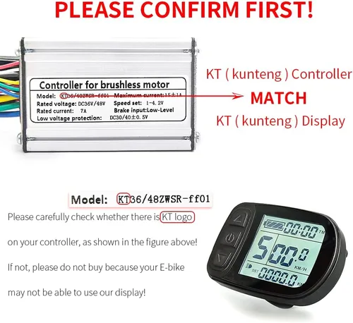 Vista 2 de Medidor de pantalla LCD Ebike KT-LCD5 24 V 36 V 48 V 52 V bicicleta eléctrica Kit de conversión pantalla para controlador KT