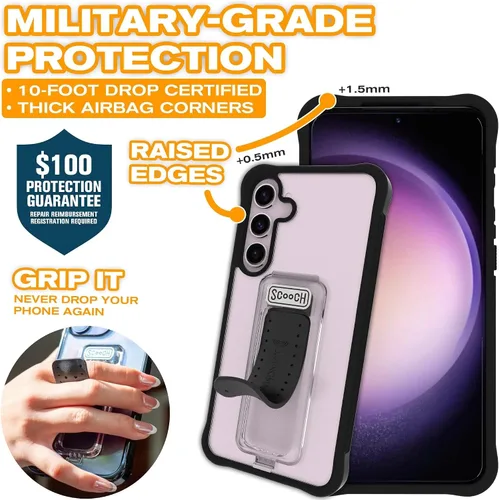 Vista 45 de Scooch Wingman - Funda con función atril para Samsung Galaxy S9 [protección contra caídas de 10 pies] [soporte bidireccional] funda protectora a