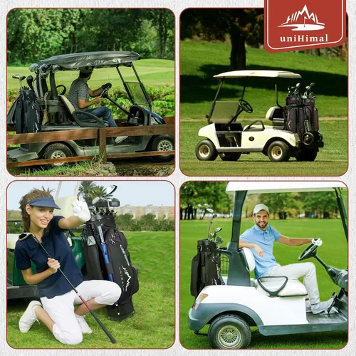 Vista 8 de UNIHIMAL Bolsa de carrito de golf de 14 vías Pro con divisor de longitud completa, bolsa de golf para hombres con asas y cubierta para lluvia