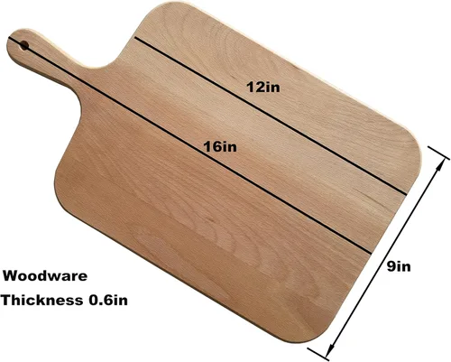 Vista 2 de Tabla de cortar de madera con asa, tabla de cortar de madera grande para cocina, tablas de embutidos de carne, queso, pastelería, fruta, pan, tabla