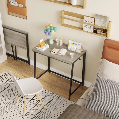 Vista 79 de WOHOMO Escritorio plegable de mármol sintético blanco, escritorio pequeño de 31.5 pulgadas para espacios pequeños con patas doradas, escritorio