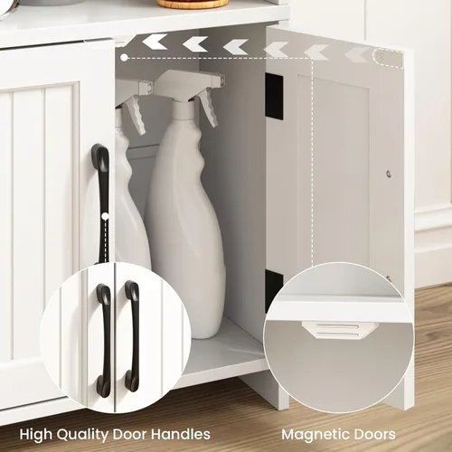 Vista 7 de Gabinete de almacenamiento de baño pequeño con 2 puertas y estante Negro