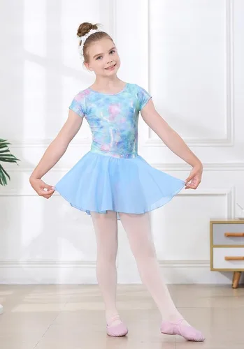 Vista 4 de DIPUG Leotardos de ballet para niñas con falda extraíble, vestido de baile con espalda hueca para niñas