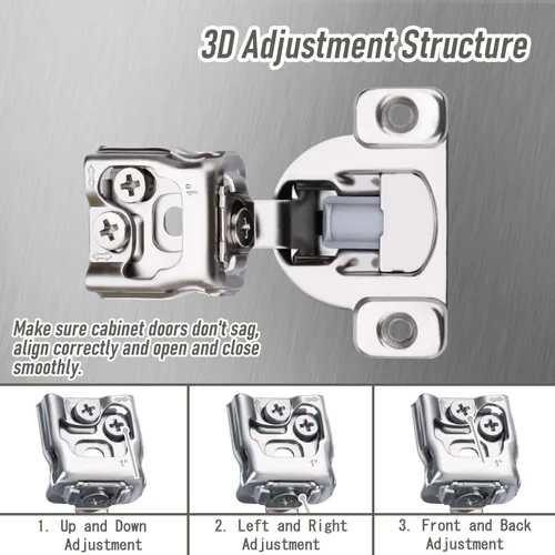 Vista 2 de Bisagras de cierre suave, paquete de 10 5 pares de bisagras superpuestas de 1 pulgada de cierre automático para armarios de cocina, marco frontal