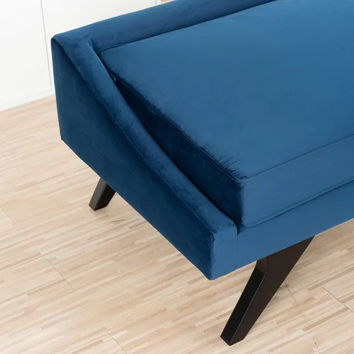 Vista 4 de HomSof Chaise Lounge - Silla reclinable cuadrada de terciopelo moderno para interiores con patas de madera maciza y almohada de acento enrollada