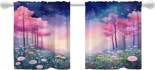 Vista 21 de Shrahala Cortinas blancas S inspiradoras para ventanas de cocina, cortinas negras con palabras cristianas para cafetería, cortinas opacas