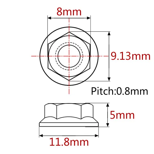 Vista 38 de Juego de 6 tuercas hexagonales de titanio DIN6923 M5 M6 M8 M10 M12 M14 M16 (paso M6 0.039 in, titanio normal)