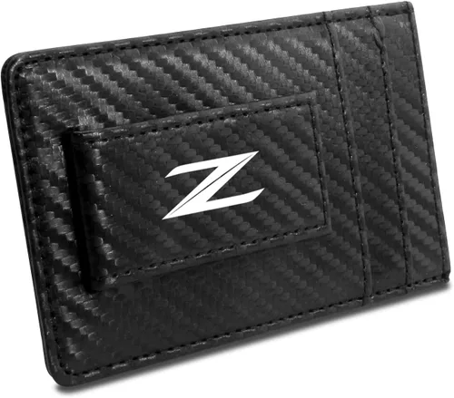 Vista 2 de iPick Image Nissan 370Z Z Logo Black Carbon Fiber Cartera RFID Block Card Case Money Holder, 4-3/8" x 2-3/4