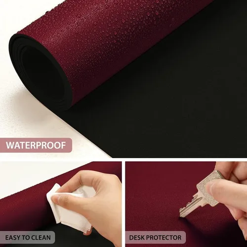 Vista 6 de Alfombrilla protectora de escritorio Alfombrilla de escritorio de piel sintética de doble cara, alfombrilla grande para mouse, antideslizante