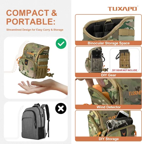 Vista 7 de Paquete de arnés de binoculares con funda para telémetro, cubierta contra la lluvia, estuche para binoculares para caza, senderismo, tiro