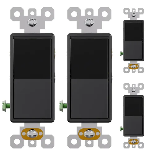 Vista 29 de AIDA Interruptor de Luz Decorativo Basculante de Un Solo Polo, Interruptores de Luz Eléctricos con Conexión a Tierra Automática de 15 Amperios