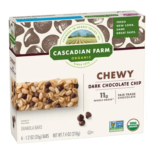 Vista 9 de Cascadian Farm Barras de Granola Masticables Orgánicas con Chispas de Chocolate, 6 Barras, 7.4 oz