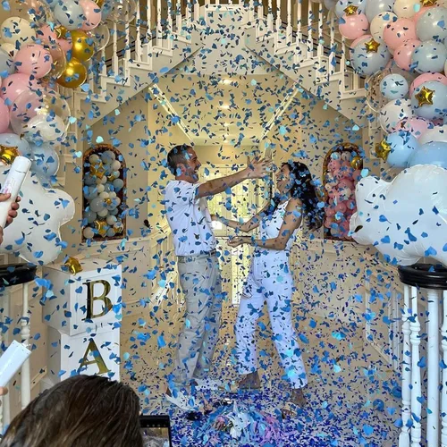 Vista 7 de PrimePure Cañón de confeti de revelación de género – Confeti biodegradable en forma de corazón – azul, paquete de 4 – Poppers de fiesta