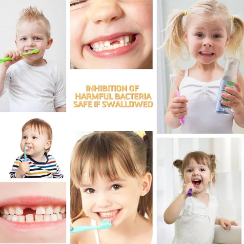 Vista 6 de Pasta de dientes de espuma para niños, 2 unidades, pasta de dientes para niños pequeños, protección de caries, limpia y blanqueadora, cuidado