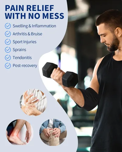 Vista 4 de Bolsa de hielo de gel con correas para rodilla, codo, muñeca, cuello, tobillo y espalda, bolsas de hielo reutilizables para lesiones, inflamación