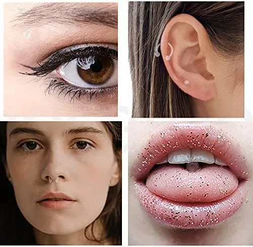 Vista 6 de D.Bella 65 piezas de retención transparente de piercing flexible para labios, nariz, tabique, ceja, pezón, lengua, cartílago, tragus, arete bioflex