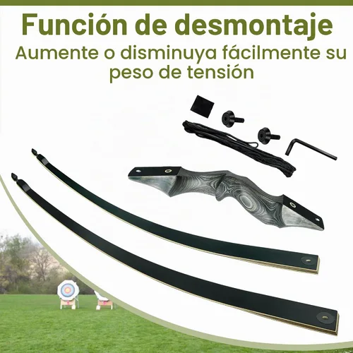 Vista 7 de Arco largo de caza desmontable Black Hunter, GLURAK 1,52 m/60" de madera para mano derecha y izquierda, arco de tiro con arco para principiantes