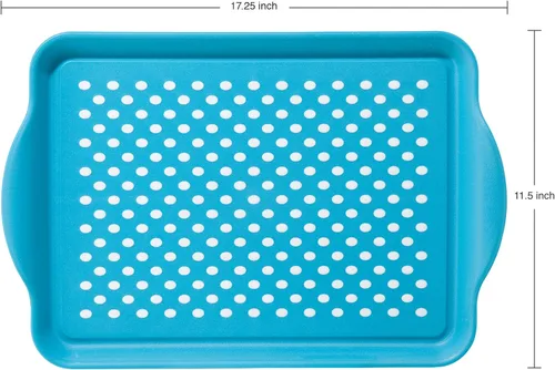 Vista 3 de Oggi charola rectangular con agarre de caucho, Agua (Aqua)