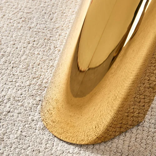 Vista 8 de La mesa redonda de granito flameado de acero inoxidable de 42 pulgadas chapada en oro con asientos para 4 o 6 personas es perfecta para cenar