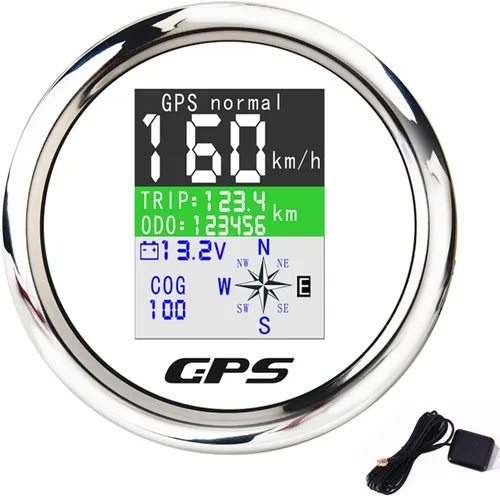 Vista 11 de KAOLALI Velocímetro GPS para embarcaciones de 85 mm, velocímetro GPS, odómetro, medidor de velocidad digital, impermeable, mph, nudos y km/h