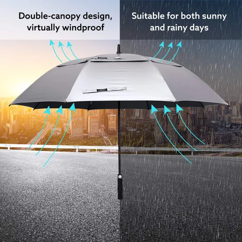 Vista 6 de G4Free Paraguas de golf con protección UV de 47/54/62/68 pulgadas, con apertura automática, doble toldo con ventilación de gran tamaño, extra