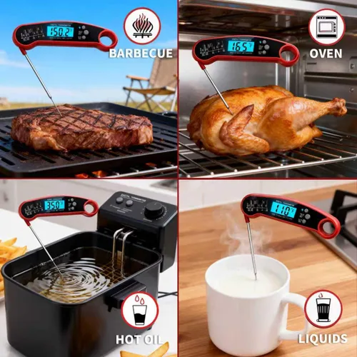 Vista 5 de X&E Termómetro digital para carne, termómetro de alimentos de lectura instantánea para cocinar y asar a la parrilla, cocina profesional