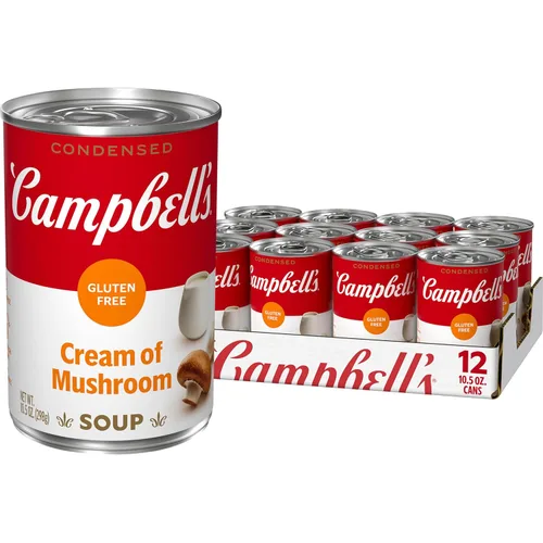 Vista 10 de Campbell's Crema de sodio condensada con 25% menos de sopa de hongos, lata de 10.5 onzas