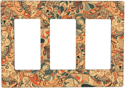 Vista 117 de Cubierta de Toma Duplex de 1 Banda Decorativa con Diseño de Puesta de Sol Abstracto y Arcoíris, Placa Frontal Eléctrica, Interruptor de Luz Único