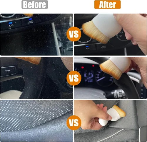 Vista 3 de Pincuttee Cepillo de detalles de coche para interior, kit de cepillo para detalles de automóvil, cepillo de cerdas suaves, herramienta universal