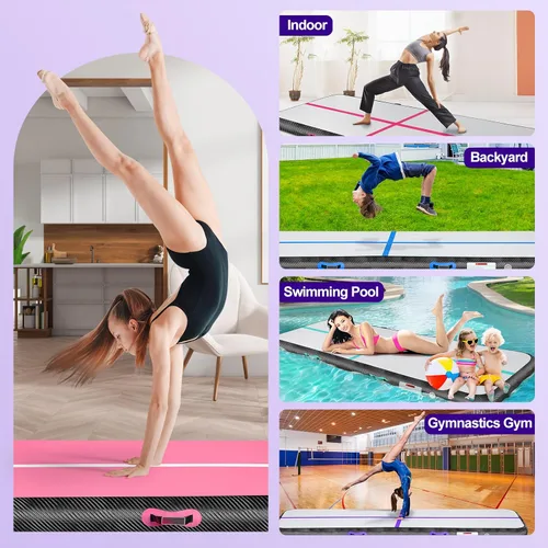 Vista 6 de Colchoneta de Gimnasia Inflable 10ft/13ft/16ft/20ft/ Colchonetas de Pista de Volteretas de Aire 4/8 pulgadas de Grosor para Uso