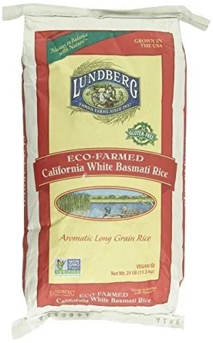 Lundberg Family Farms California White Basmati Rice - Artículo individual a granel - 25 libras