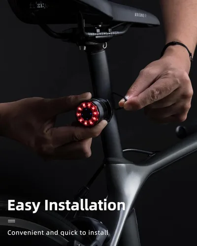 Vista 7 de ROCKBROS Luz trasera de bicicleta, luz trasera para bicicleta, 5 modos, recargable tipo C, 1 oz, ligera, IPX5, luz trasera de bicicleta de aleación