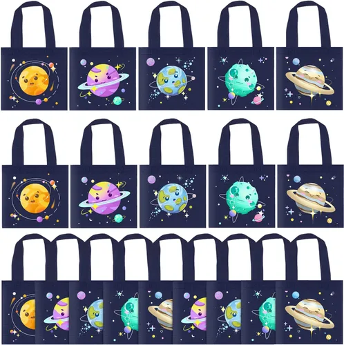 BANBALLON 20 bolsas de recuerdo para fiesta del espacio exterior, bolsas de regalo espaciales, bolsas de regalo para niños, sistema solar galáctico,