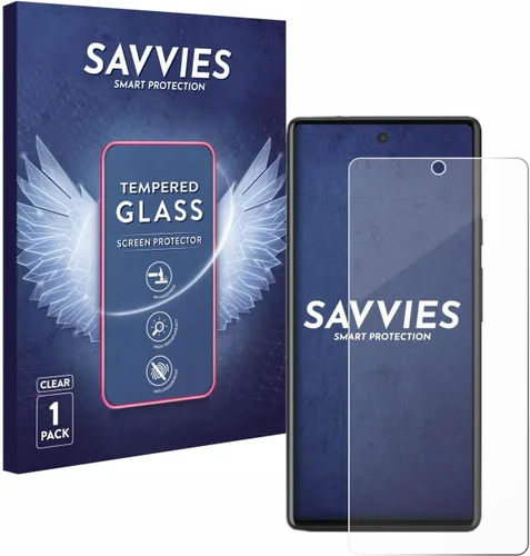 savvies Protector de pantalla de vidrio templado compatible con Google Pixel 6a, 1 unidad de vidrio blindado [a prueba de golpes, 9H ultra duro]