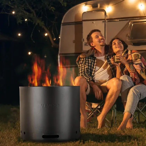Vista 8 de VEVOR - Hoguera de 15 pulgadas sin humo, estufa de bonfíre, chimeneas de leña con bandeja de cenizas extraíble, interior de acero inoxidable SUS430