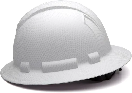 Vista 3 de Pyramex Ridgeline - Casco duro de ala completa con trinquete de 4 puntos, patrón de grafito blanco mate