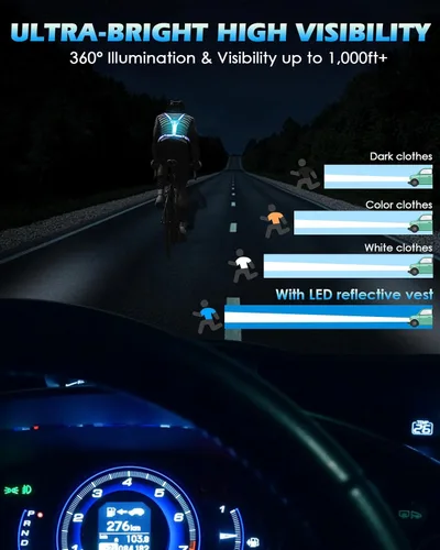 Vista 2 de Zacro LED Reflective Vest Running Gear, 5 Lights Colors High Visibility Reflective Running Gear Rechargeable Light Up Running Vest for Walking