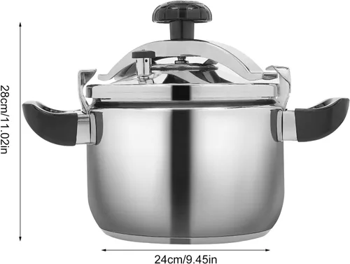 Vista 7 de Olla a presión de acero inoxidable de 6.35 cuartos de galón, olla a presión duradera de alta seguridad, válvulas dobles de cocción rápida