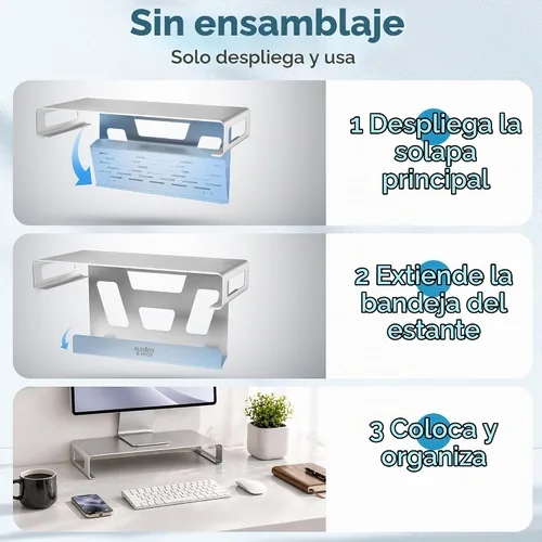 Vista 2 de Soporte elevador para monitor de computadora para escritorio, elevador
