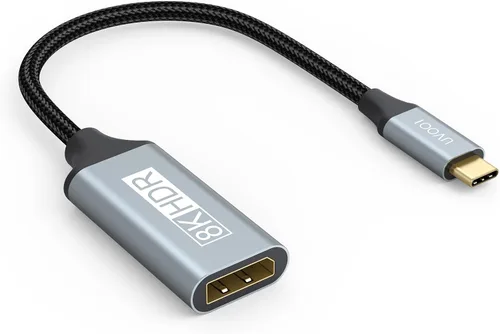 Adaptador UVOOI USB C a DisplayPort 1.4 8K@60Hz, adaptador USBC a DisplayPort | Compatible with Thunderbolt 5/4/3 (4K@240Hz/144Hz, HDR, 32.4Gbps DP)