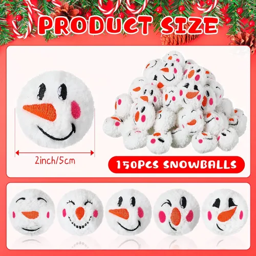 Vista 3 de Libima 150 bolas de nieve falsas para peleas en interiores, operación de Navidad, bolas de nieve de felpa a granel, reutilizables, suaves
