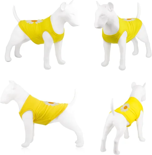 Vista 6 de Paquete de 2 camisas para perros medianos para perros, niños y niñas, ropa de verano, camisa de algodón, suave, transpirable, ropa para mascotas