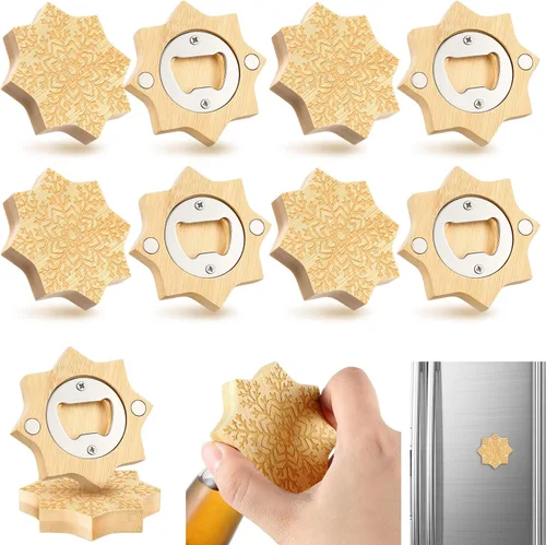 Vista 9 de Vesici 50 unidades de abrebotellas magnético de 2.5 pulgadas DIY con forma de corazón de bambú abrebotellas de madera para nevera, adhesivo