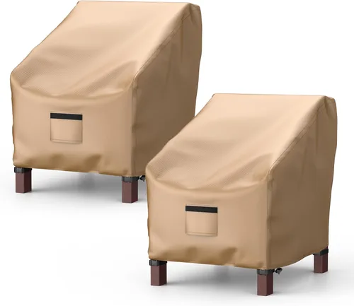 Vista 10 de Fundas para sillas de patio para muebles de exterior, impermeables, paquete de 2, fundas para sillas de césped 600D, tela Oxford resistente, fundas