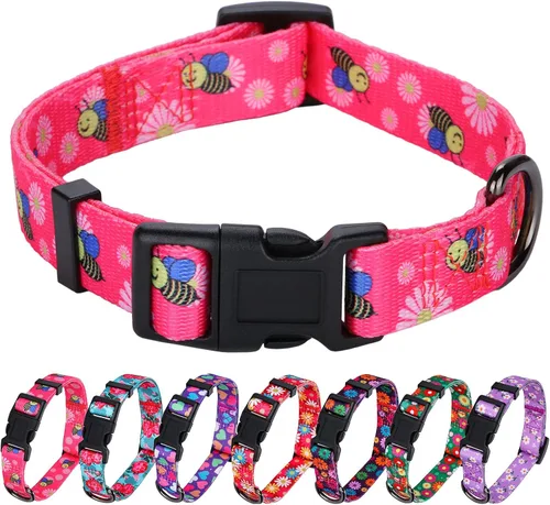 Vista 11 de Rhea Rose Collar de perro para perros pequeños con patrón floral para hembras y perros, talla S