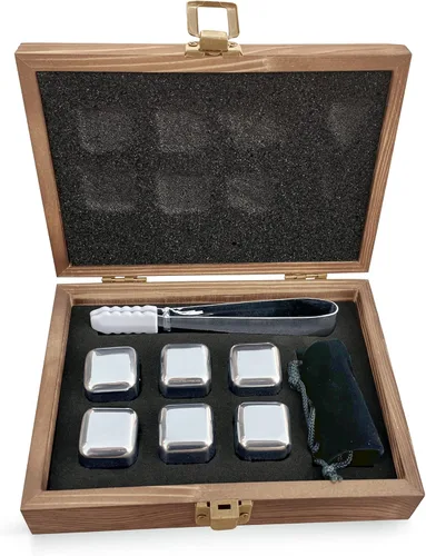 Vista 4 de Juego de 6 piedras de whisky personalizadas con caja de madera, juego de piedras de whisky grabadas para él