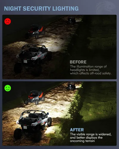 Vista 5 de Espejo Lateral UTV con Luces LED de Charco Espejos Retrovisores de Aluminio de Servicio Pesado se Ajustan a Barras de Jaula Antivuelco de 1.65"-2