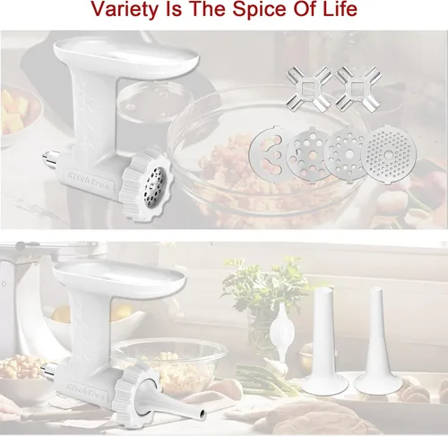 Vista 6 de KITCHTREE Accesorio para picadora de carne para batidoras de pie KitchenAid, incluye accesorio para molinillo de alimentos y accesorio de relleno