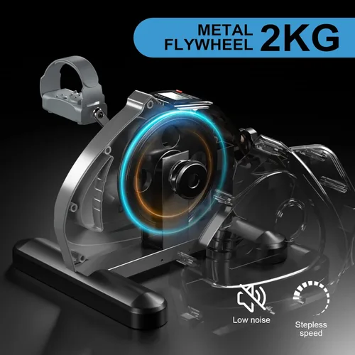 Vista 2 de Pedal de Bicicleta para Debajo del Escritorio, Mini Bicicleta de Ejercicio Portátil para el Hogar con Volante de 5LBS, Pedal Sentado para Personas